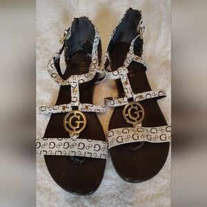 Guess Women's Cream and Gold Sandals